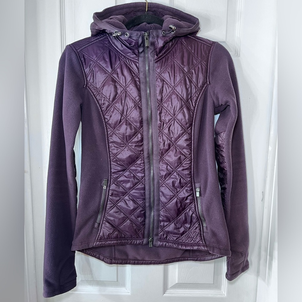 Athleta Vortex Fleece Quilted Performance Active Thumb Holes Purple Jacket Sz XS